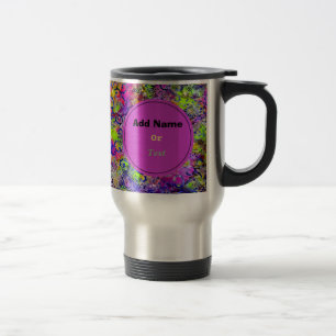 Mug De Voyage Personnalisé mignon violet vert Bali Ethnic Batik