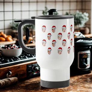 Mug De Voyage Personnalisé Santa Hat Visage Noël Cadeau 2 Photos