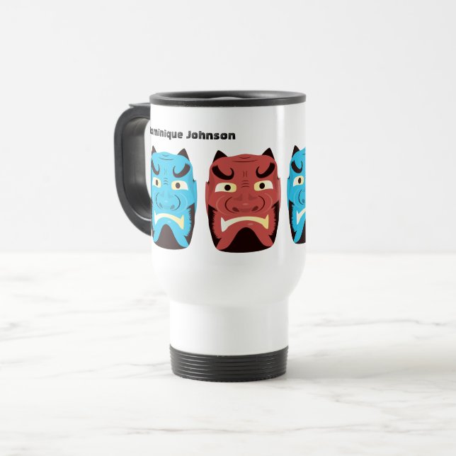 Mug De Voyage Personnalisé Yokai Oni (Demon Japonais) (Devant gauche)