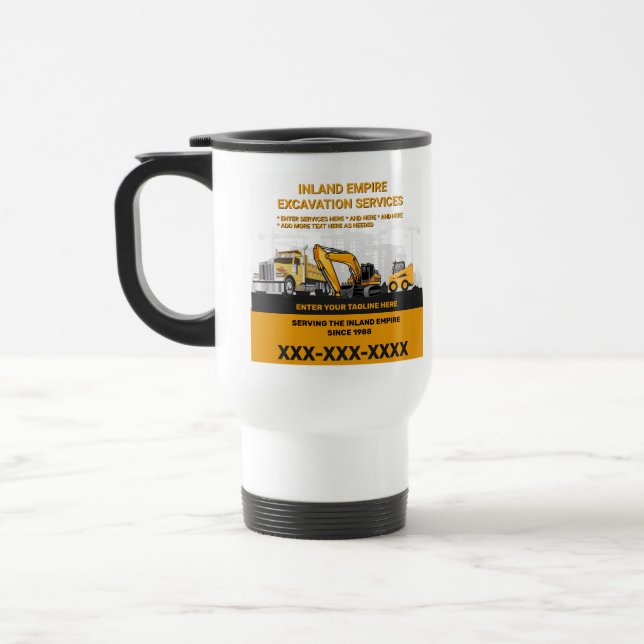 Mug De Voyage Personnaliser Entrepreneur Général de Fouille Cons (Gauche)