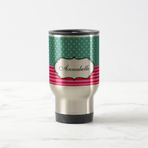 Mug De Voyage Personnaliser les rayures À petits pois classiques