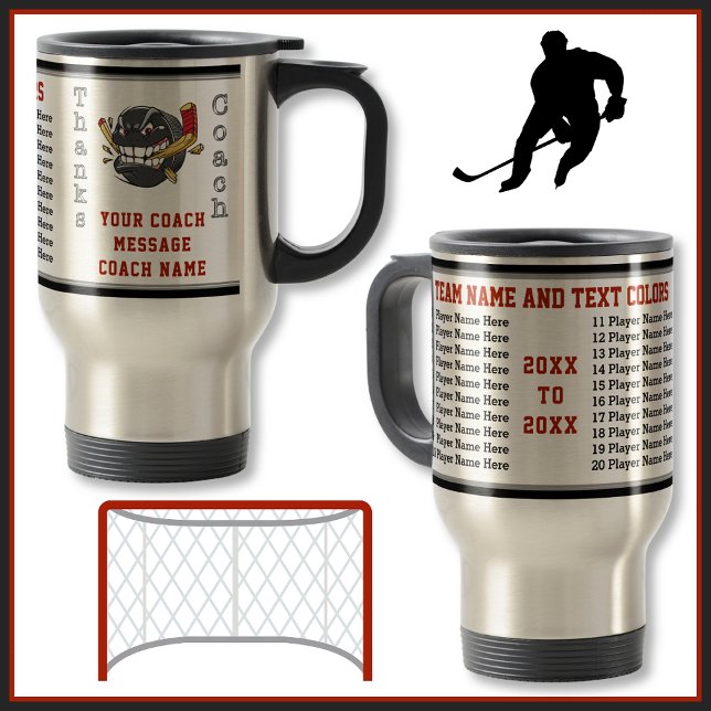 Mug De Voyage Personnaliser tous les noms des joueurs cadeaux po (Hockey Coach Gifts Ideas. Personalized, Hockey Mugs. All Player's Names, Team, Years, Coach Name.)
