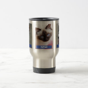 Mug De Voyage Personnalisez 3 photos et noms d'animaux / Bleu