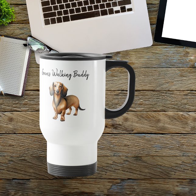 Mug De Voyage Pet Dachshund ''Gram's Walking Buddy'' Personalize (Créateur téléchargé)