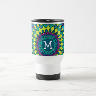 Mug De Voyage Pétales de fleurs de Bohême Funky avec Monogramm