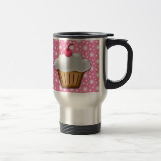 Mug De Voyage Petit gâteau de coupe-circuit avec la cerise rose