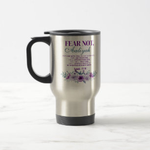 Mug De Voyage Peur Personnalisée Non Esaïe 41:10 Floral Violet