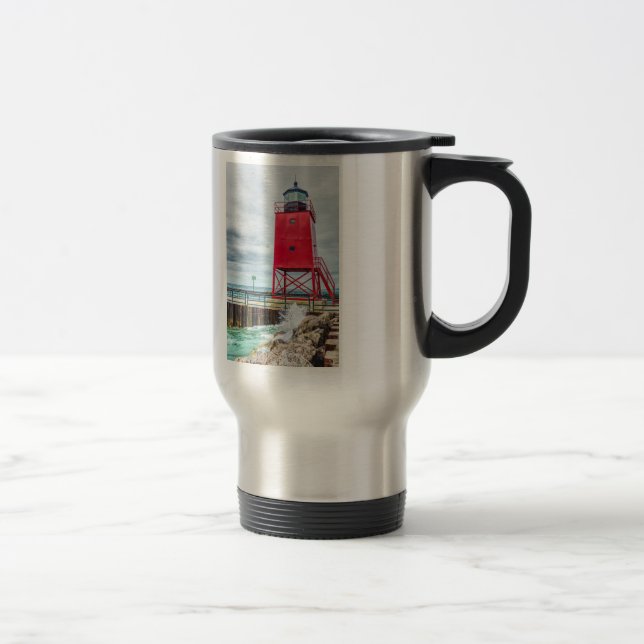 Mug De Voyage Phare de l'extrémité du quai sud de Charlevoix (Droit)
