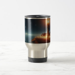 Mug De Voyage Phare nautique/côtier la nuit avec lune