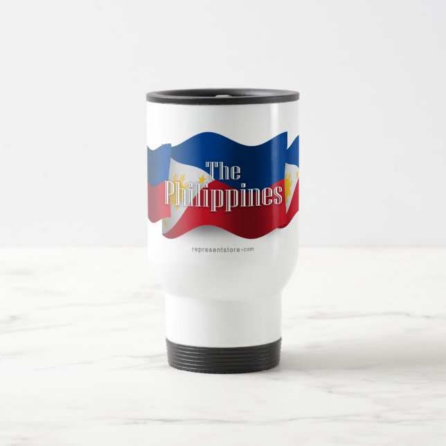 Mug De Voyage Philippines ondulant le drapeau (Centre)