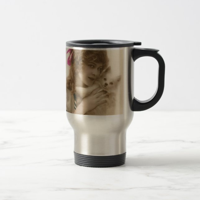 Mug De Voyage Photo antique Victorian Woman and Dog (Droit)