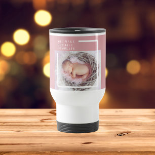 Mug De Voyage Photo bébé mignonne moderne   Rose et blanc   Devi