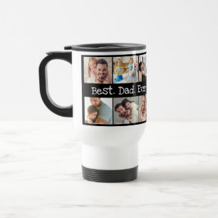 Mug De Voyage Photo Collage Meilleur papa jamais en noir et blan