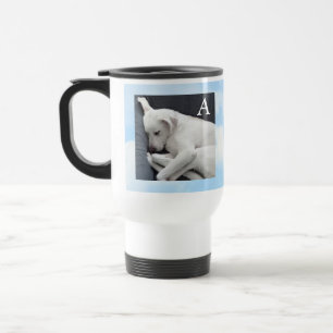 Mug De Voyage Photo de chien paisible Bible Bleu doux Verse init