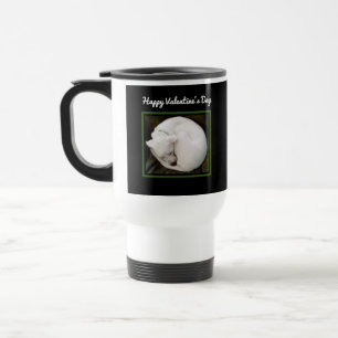 Mug De Voyage Photo du mignon chien blanc Curled Up Valentines D