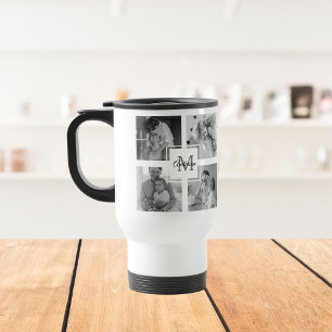 Mug De Voyage Photo Famille Collage tendance Noir & Blanc Initia