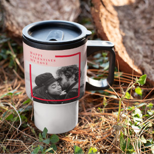 Mug De Voyage Photo moderne   Cadeau de Valentines Rouge et Rose