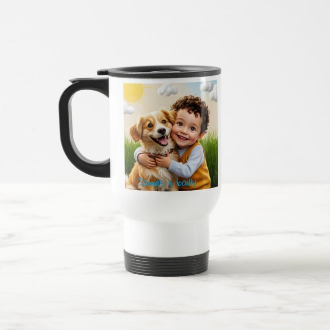 Mug De Voyage Photo personnalisée Simple chien personnalisé enfa (Gauche)