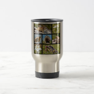 Mug De Voyage Photos mosaïque Marmottes alpines et edelweiss