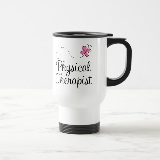 Mug De Voyage Physiothérapeute rose mignon de papillon (Droite)