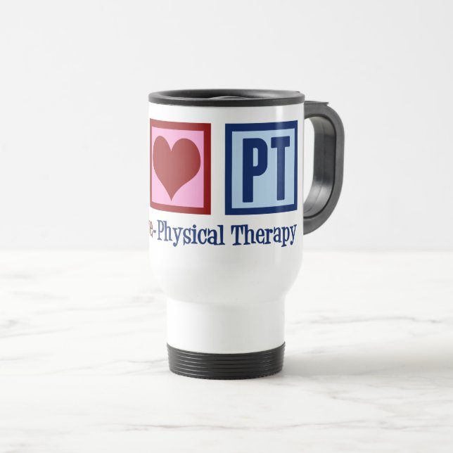 Mug De Voyage Physothérapeute Peace Love Physiothérapie PT (Devant droit)