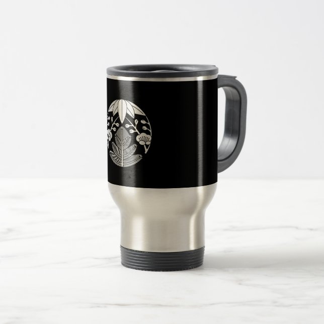 Mug De Voyage Pin, feuilles de bambou, ume (Devant droit)