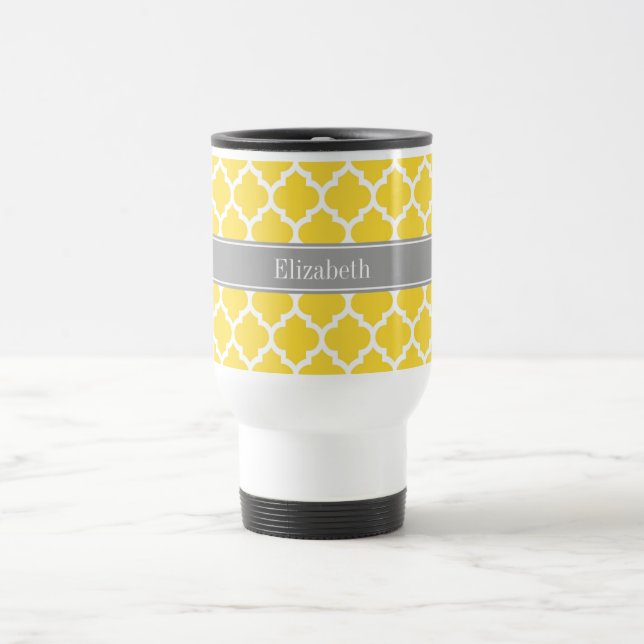 Mug De Voyage Pineapple Wht Moroccan #5 Dk Gray Name Monogram (Centre)