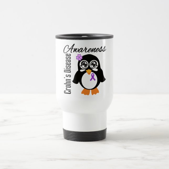 Mug De Voyage Pingouin de conscience de maladie de Crohn (Centre)