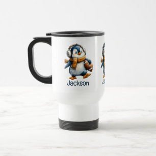 Mug De Voyage Pingouin de football d'hiver personnalisé pour enf