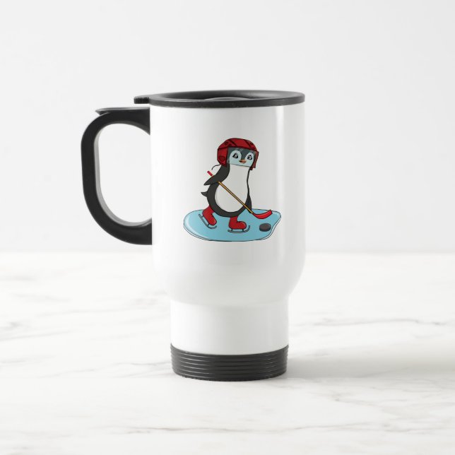 Mug De Voyage Pingouin mignon de hockey sur glace (Gauche)