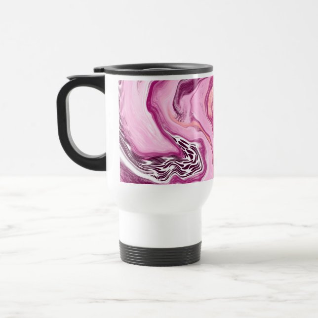 Mug De Voyage Pink, Magenta et Black Fluid Art Pour Peinture (Gauche)