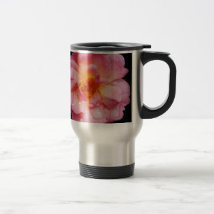 Mug De Voyage Pink Rose w/ Dew Drops Black Background