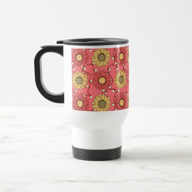 Mug De Voyage Pink Sunflowers Christmas (Gauche)