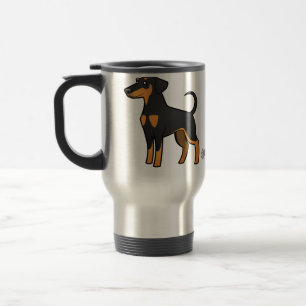 Mug De Voyage Pinscher de dobermann de bande dessinée (oreilles