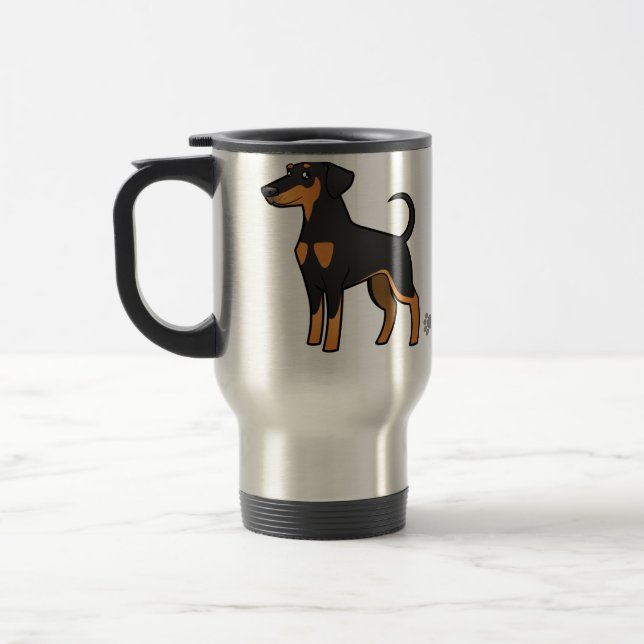 Mug De Voyage Pinscher de dobermann de bande dessinée (oreilles (Gauche)