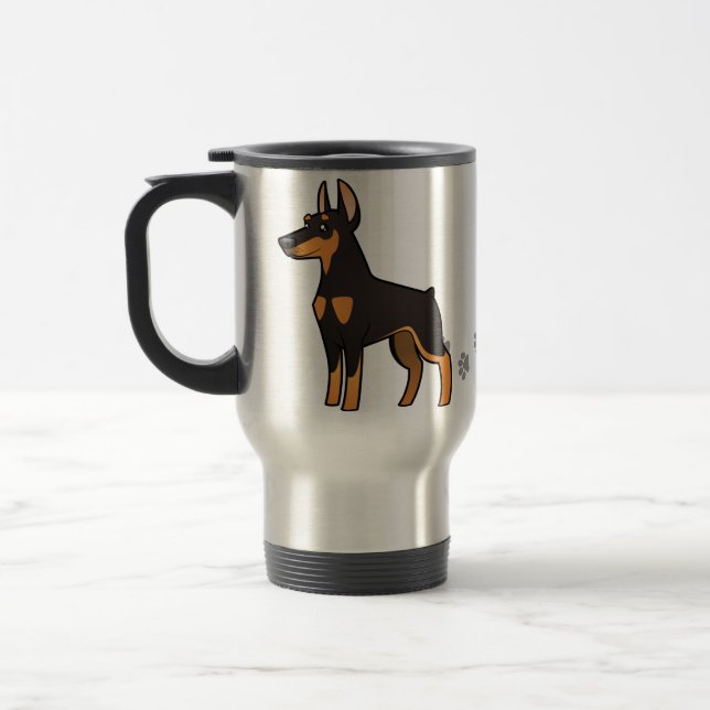 Mug De Voyage Pinscher de dobermann de bande dessinée (oreilles (Gauche)