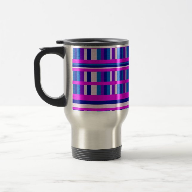 Mug De Voyage Plaid bleu rose violet (Gauche)