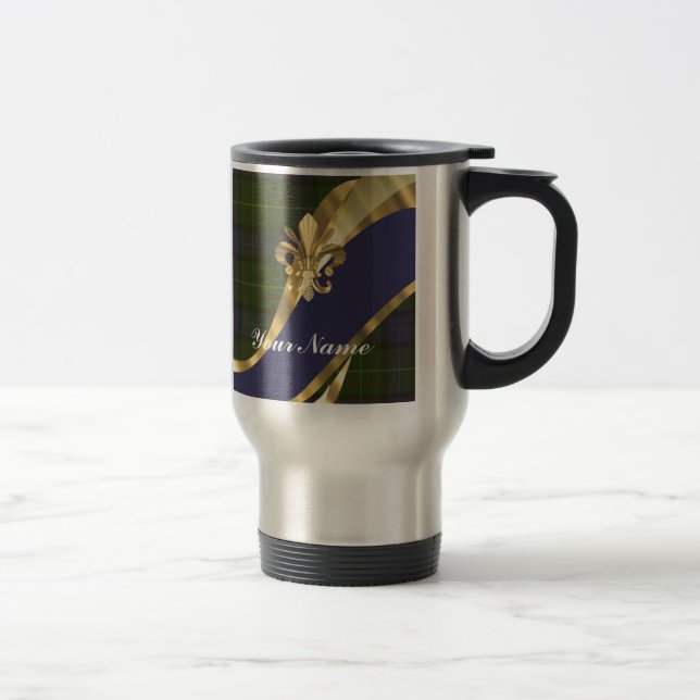 Mug De Voyage Plaid de tartan vert et bleu (Droit)