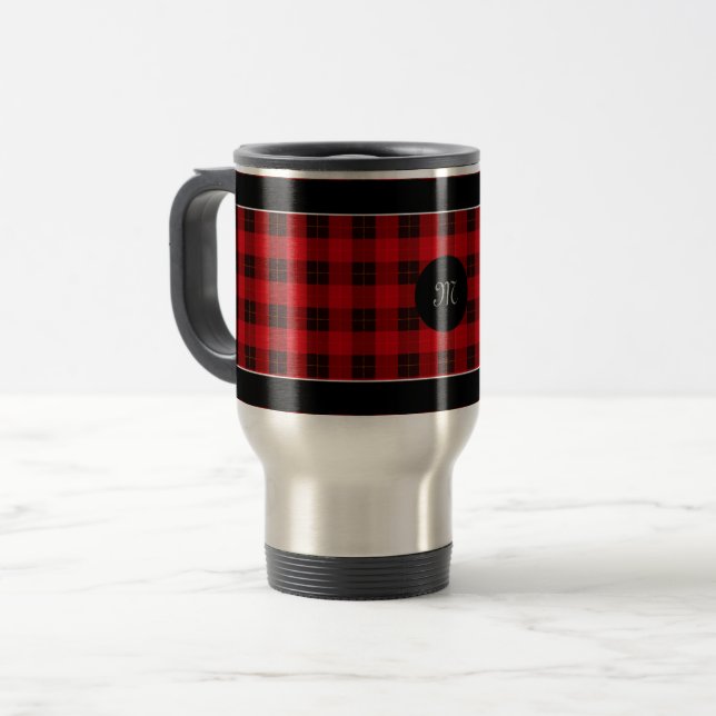Mug De Voyage Plaid /tartan motif rouge et noir (Devant gauche)