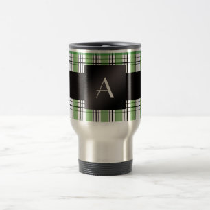 Mug De Voyage Plaid vert de monogramme