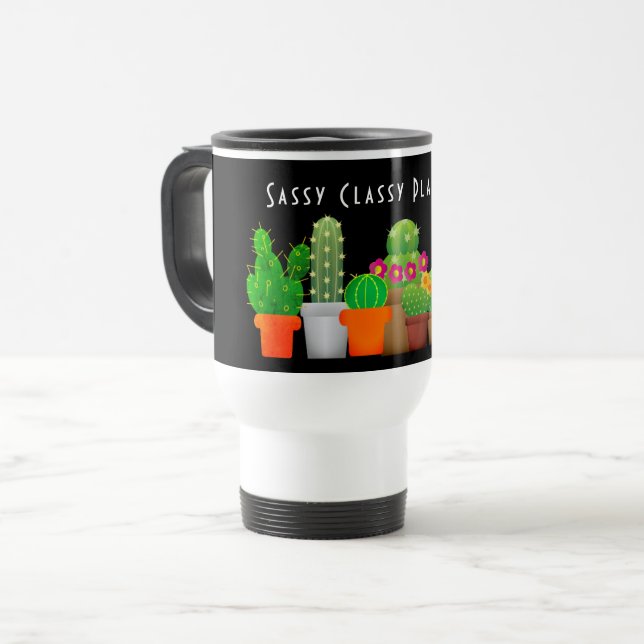 Mug De Voyage Plante Drôle Dame Cactus Succulente (Devant gauche)