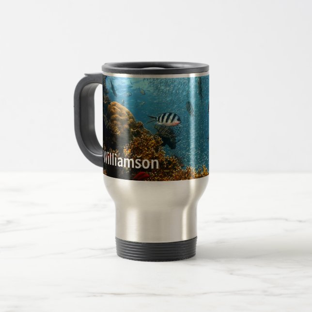 Mug De Voyage Plongée sous-marine Scene Plongée Personnaliser (Devant gauche)