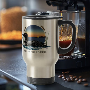 Mug De Voyage Plongeon commun serein Coucher de soleil Bleu Faun