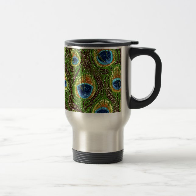 Mug De Voyage Plumes de paon colorées Imprimer (Droit)