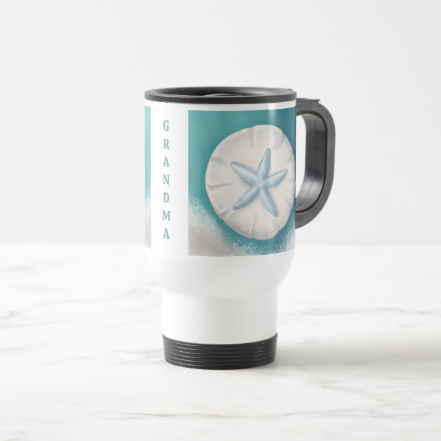 Mug De Voyage Plutôt Turquoise Plage Personnalisée de Starfish (Devant droit)