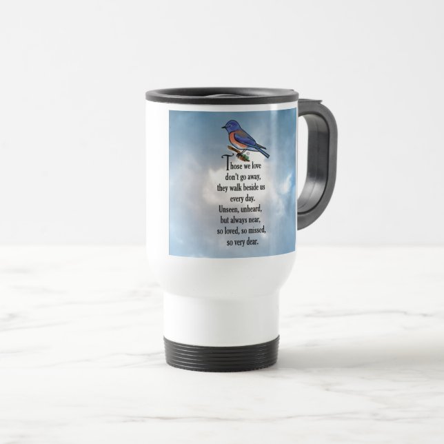 Mug De Voyage Poème "ainsi aimé" d'oiseau bleu (Devant droit)