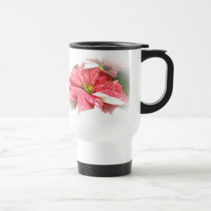 Mug De Voyage Poinsettia en rouge et blanc