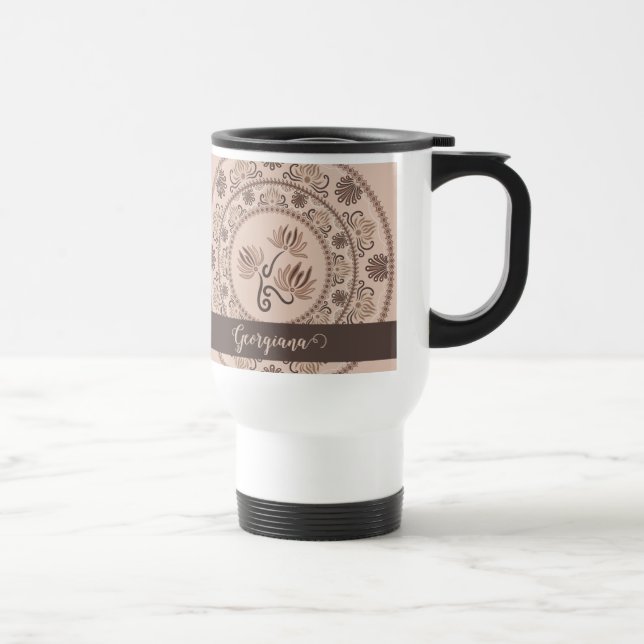 Mug De Voyage Pointe de renouveau personnalisé Mocha Rococo Mand (Droite)