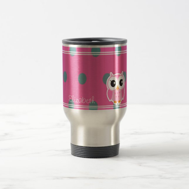 Mug De Voyage Points Cool Tendance Personnalisés avec Chouette M (Centre)