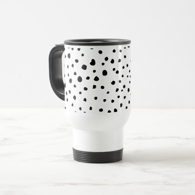 Mug De Voyage Points dalmatiens, Points dalmatiens, Noir et Blan (Devant gauche)